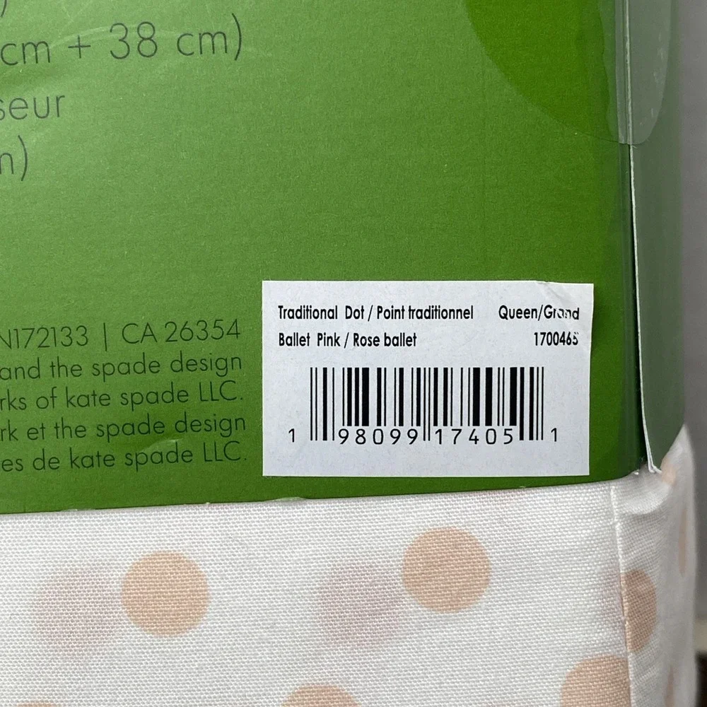 NEW 4pc Kate Spade Queen Sheet Set BALLET PINK TRADITIONAL DOTS 100% Cotton